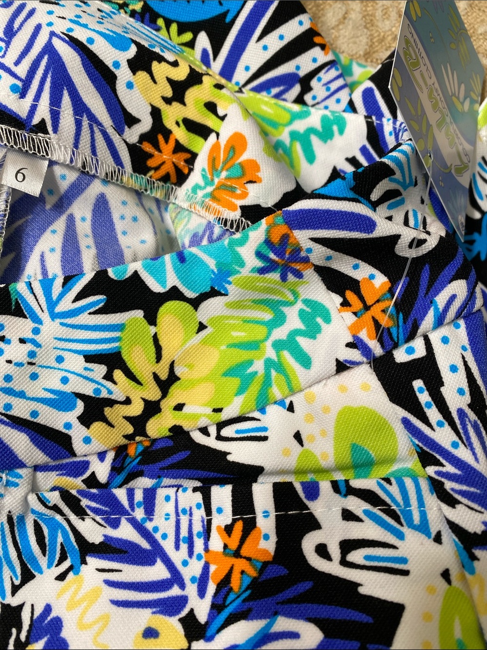 Lulu B stretch shorts tropical jungle leaf print pockets sports athletic beach - Picture 8 of 10